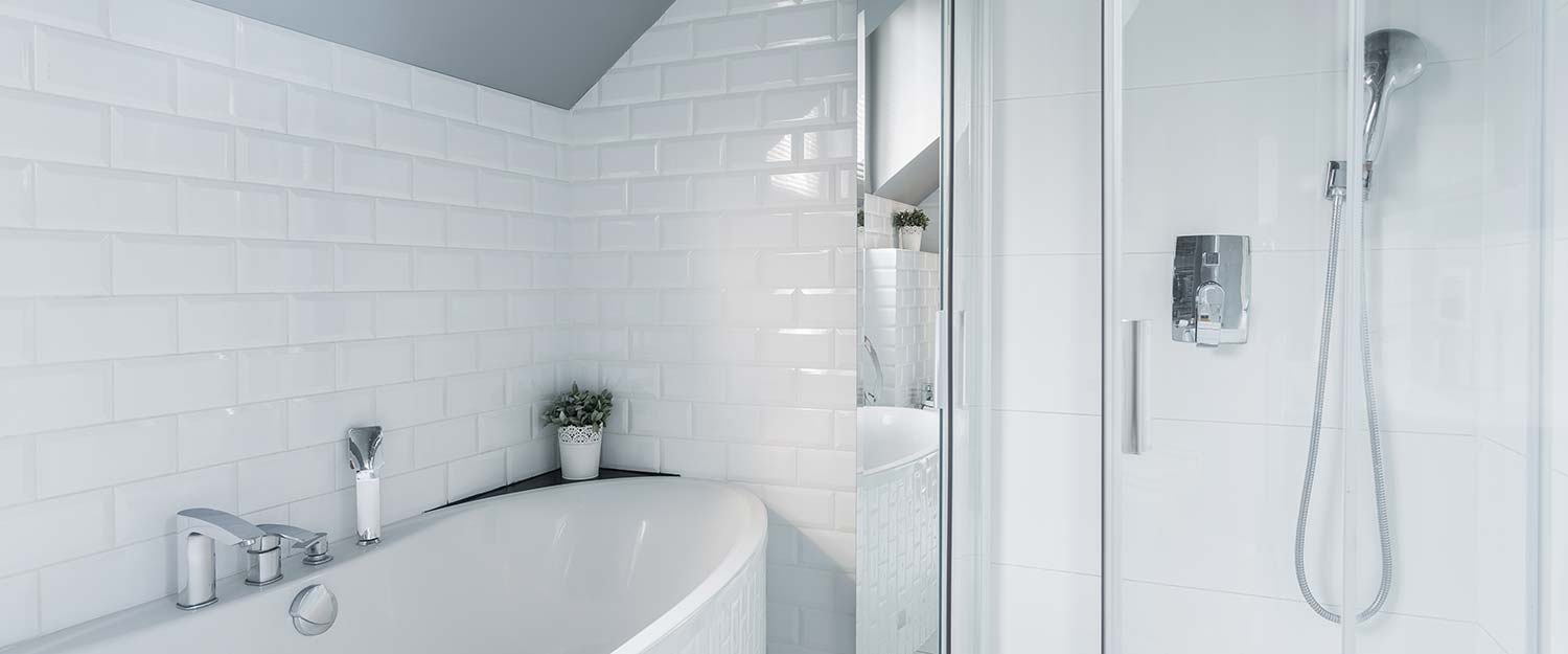 Contemporary white bath and shower room